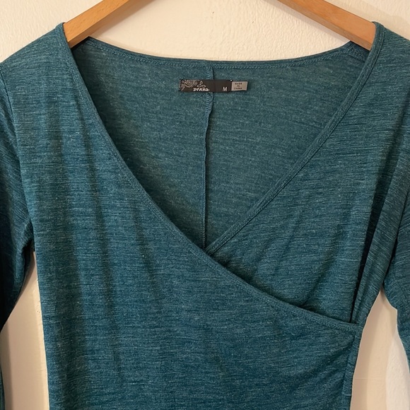 Wool blend Prana Nadia wrap dress. Faux wrap dress.  Great condition. Medium. - Picture 1 of 9